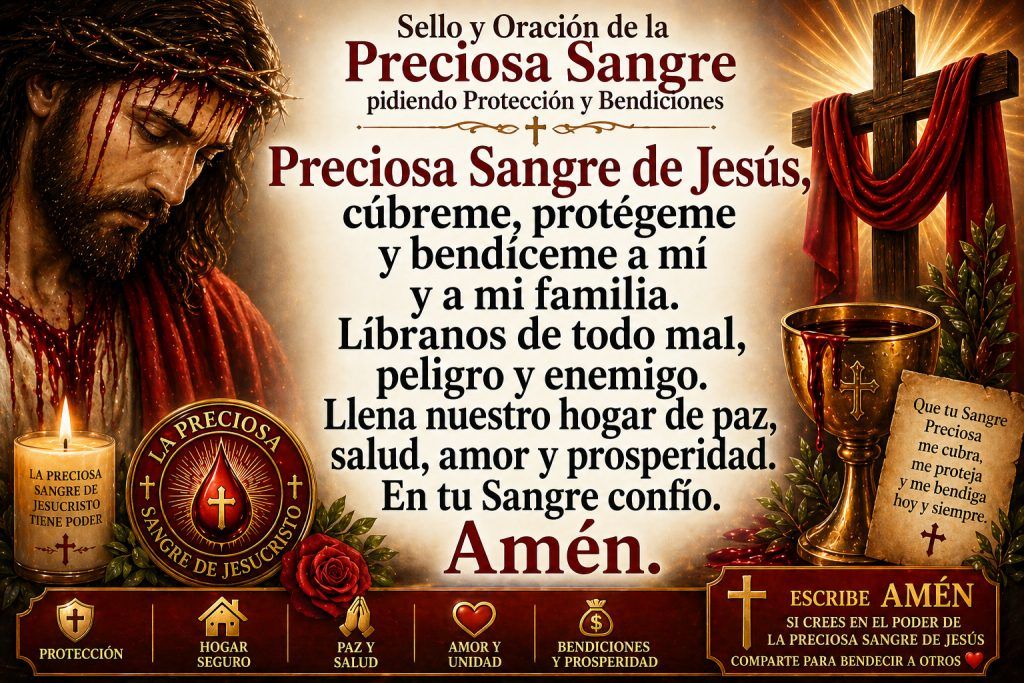Sello y Oración de la Preciosa Sangre pidiendo Protección